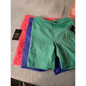 3 Pr Womens Athletic Works Biker Shorts Neon Small